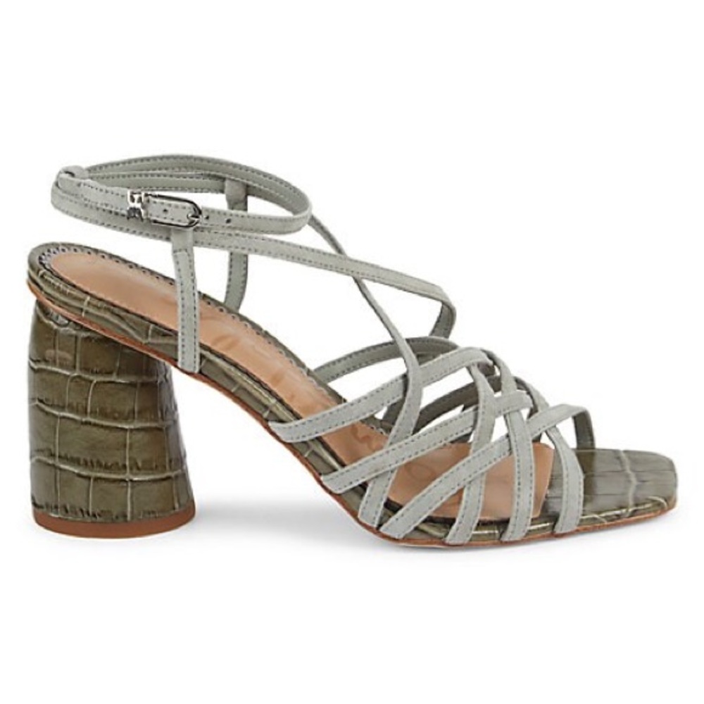 SAM EDELMAN
Daffodil Suede & Croco Leather Sandals In Green size 8.5